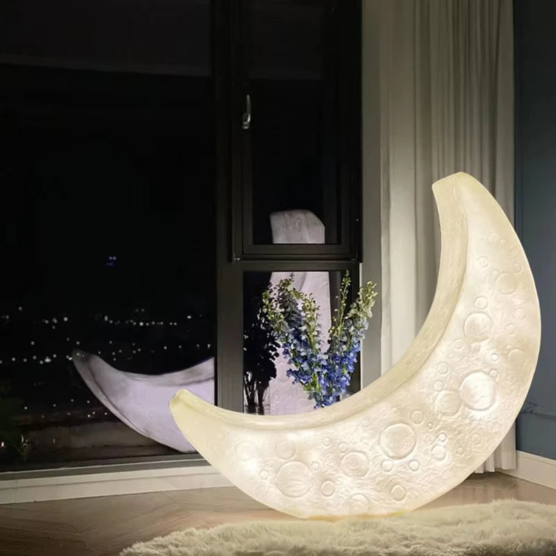 Nordic Creative  Romantic Design Lounge chair, atmospheric Decoration Crescent. Moon Floor Lamp