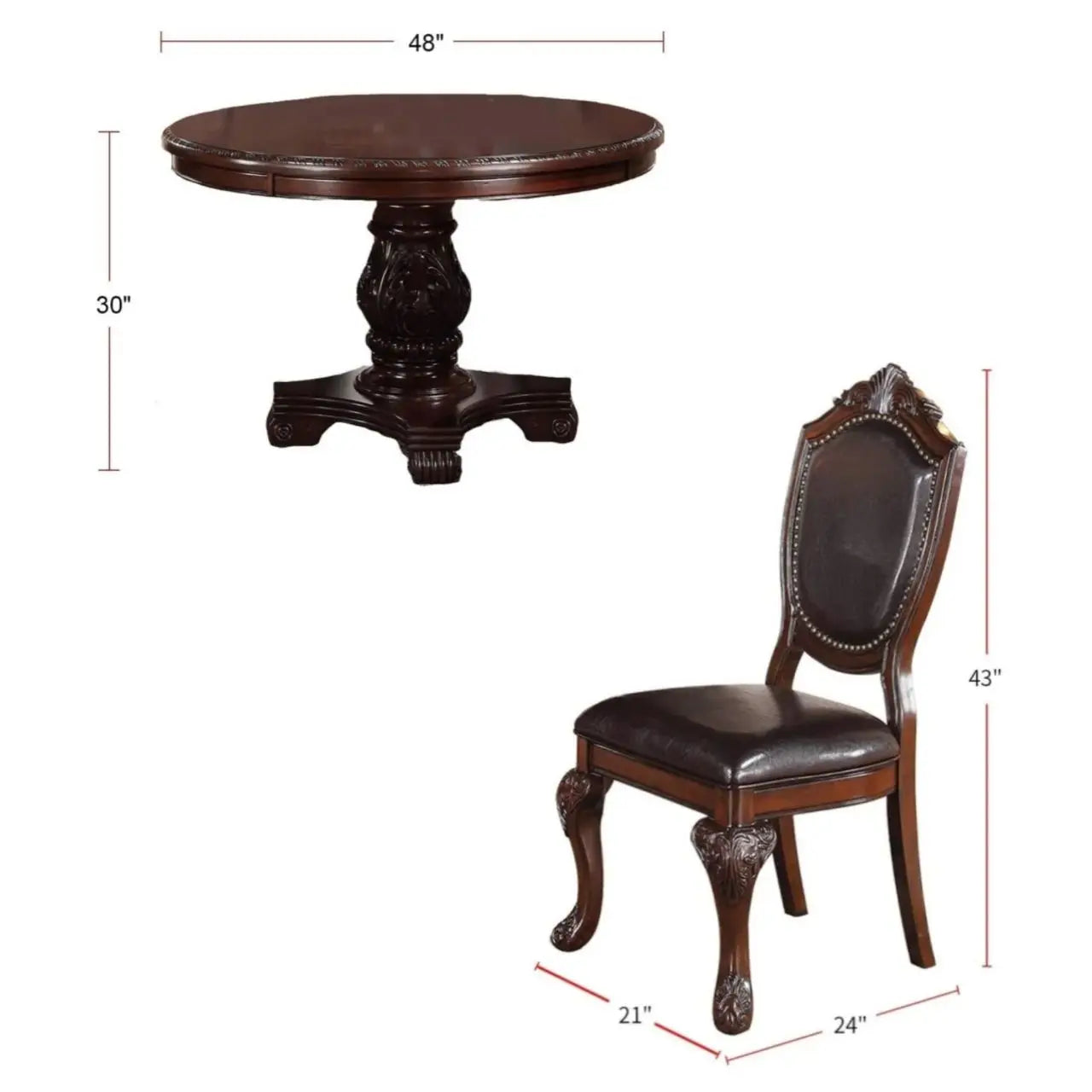 5pc  Set with 1 Classic Round Table & 4 side chairs