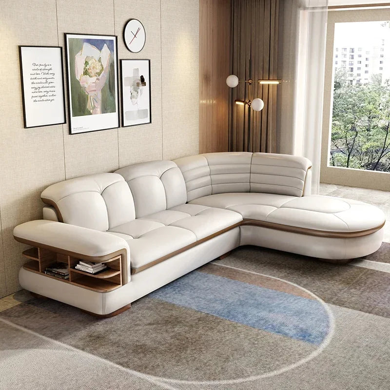 Modern Designer Genuine Leather Sofa, Reclining Sofa Corner Sectional