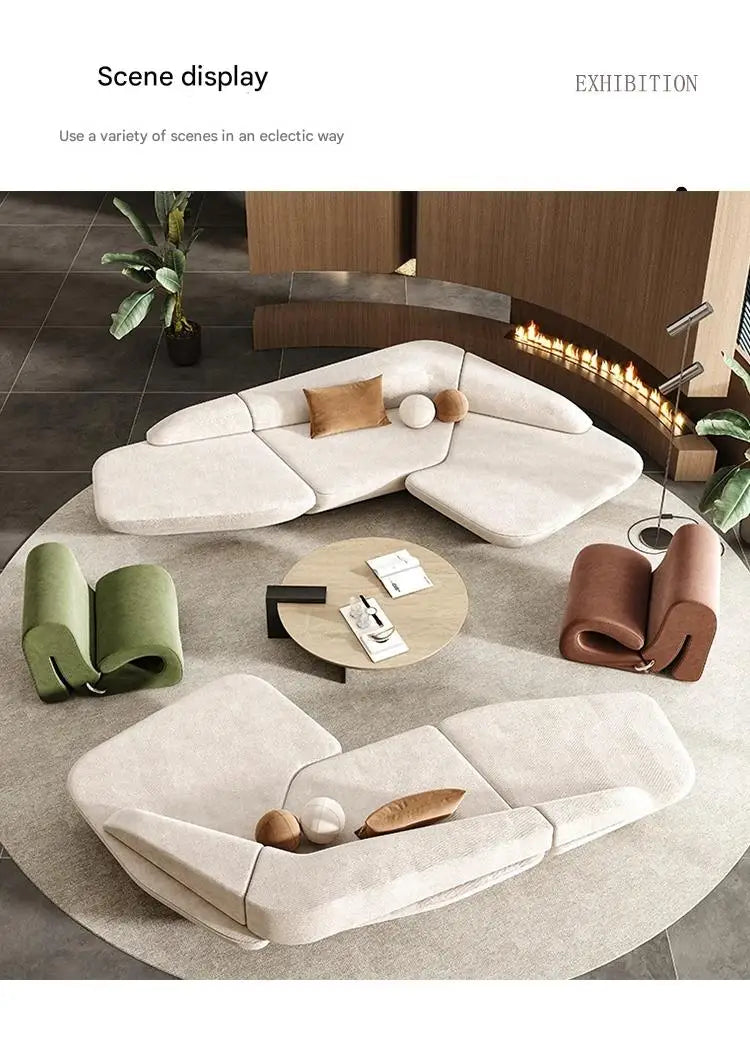 Reception Corner Aesthetics Curved Cute Luxury Leisure Sofa , Office Designer Art