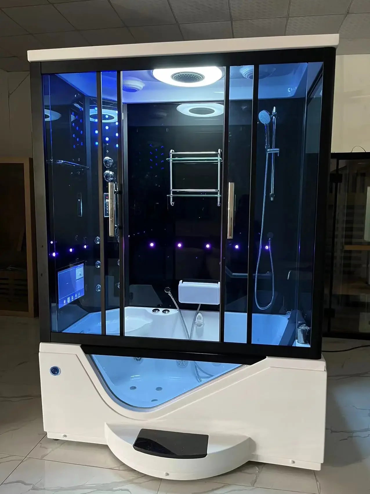 Rectangular shower room, integrated with foot pedal, wet steaming, surfing, massage