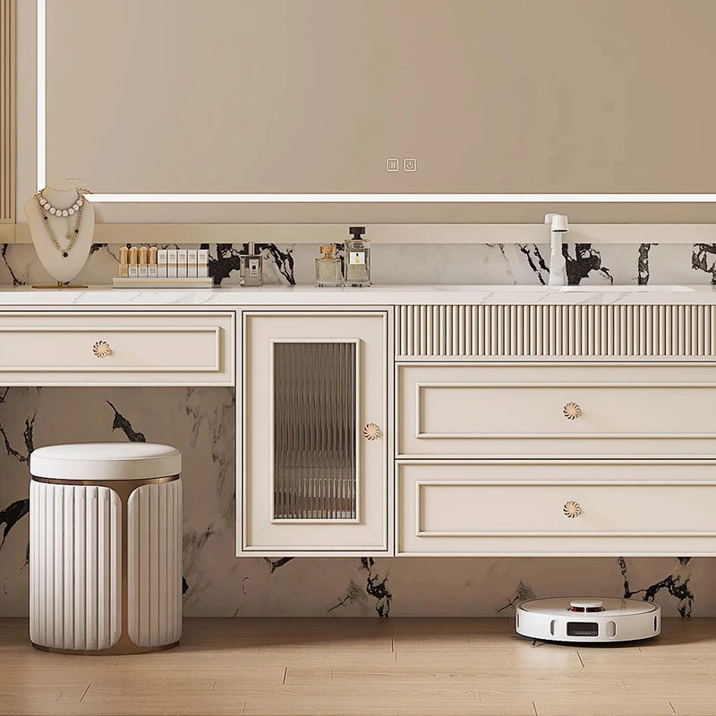 French Ceramic Vertical Vanity, Portable Toilet Wall Shelves Desk Storage Organizer, rock sinks cabinet