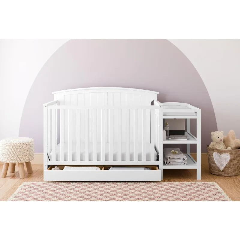 Steveston 5-in-1 Convertible Crib and Changing Table w/drawer {White}