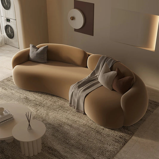 Nordic Armrest Large Filler Sofas,  European Brown Wood ,Floor Salon Sofa , Luxury & Unique Recliner