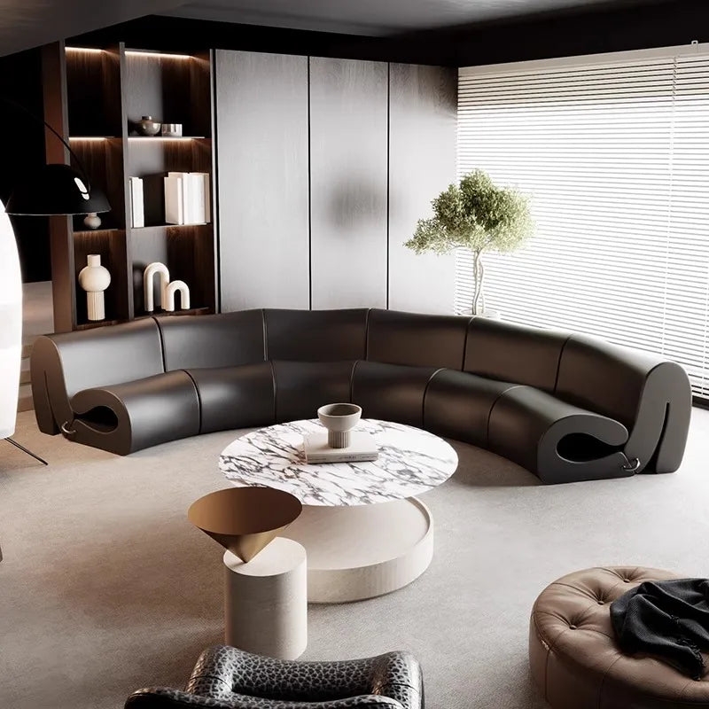 Villa European Sofa  and Ottoman  Large Adjustable Italian  Designer Curved Canape Salon