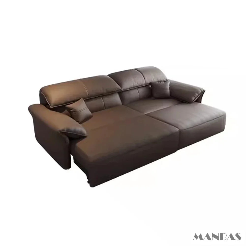 Genuine Leather Sofa  Electric Convertible Recliner – Modern Sectional  Couch with Adjustable Seats and Chaise Lounge