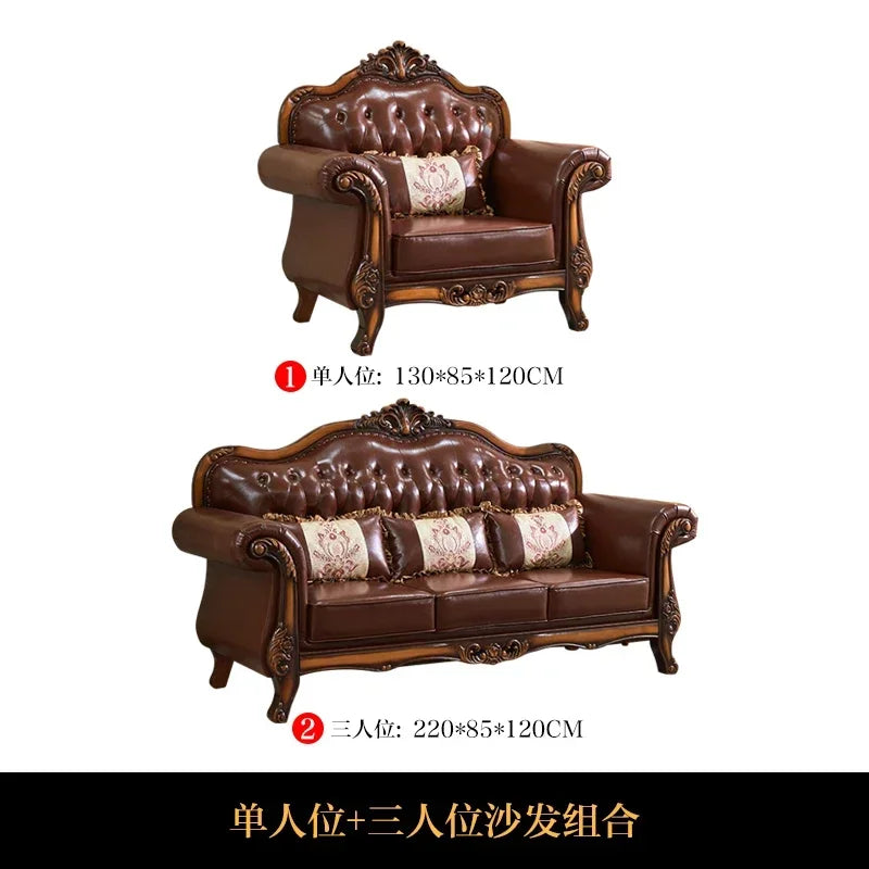 Reception High Back Luxury Vintage Sofas Sectional Soft Leather Designer