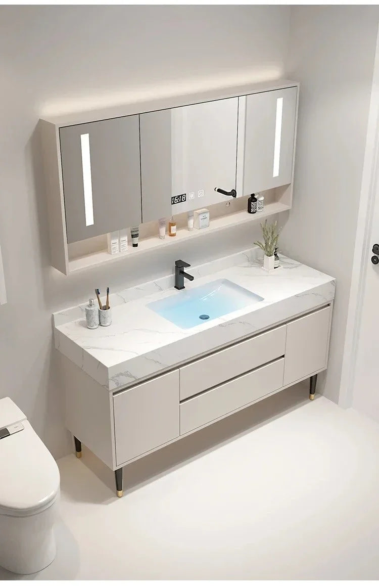 Entrance Make Up Organizer Narrow mirror vanity , washbasin cabinets