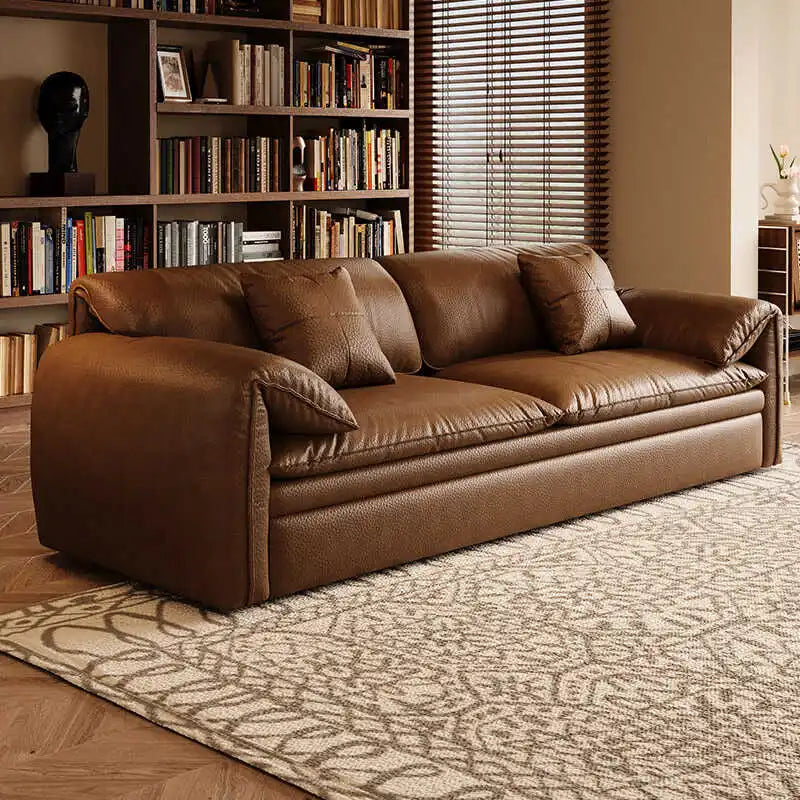 European Sofa Bed Brown Faux Leather. Italian Modern Sleeper Couch Chaise Lounge Small Canape Salon