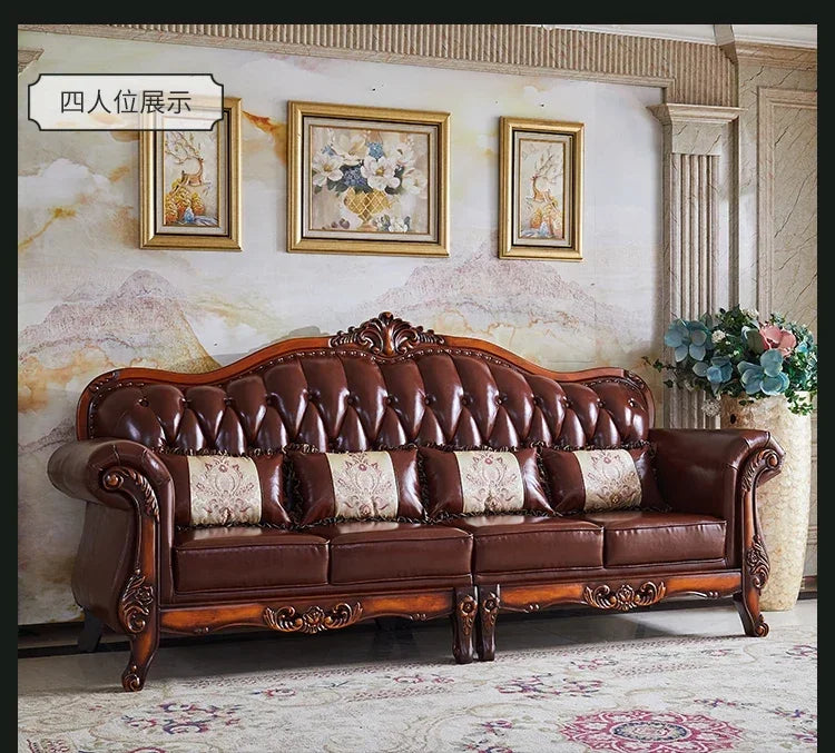 Reception High Back Luxury Vintage Sofas Sectional Soft Leather Designer