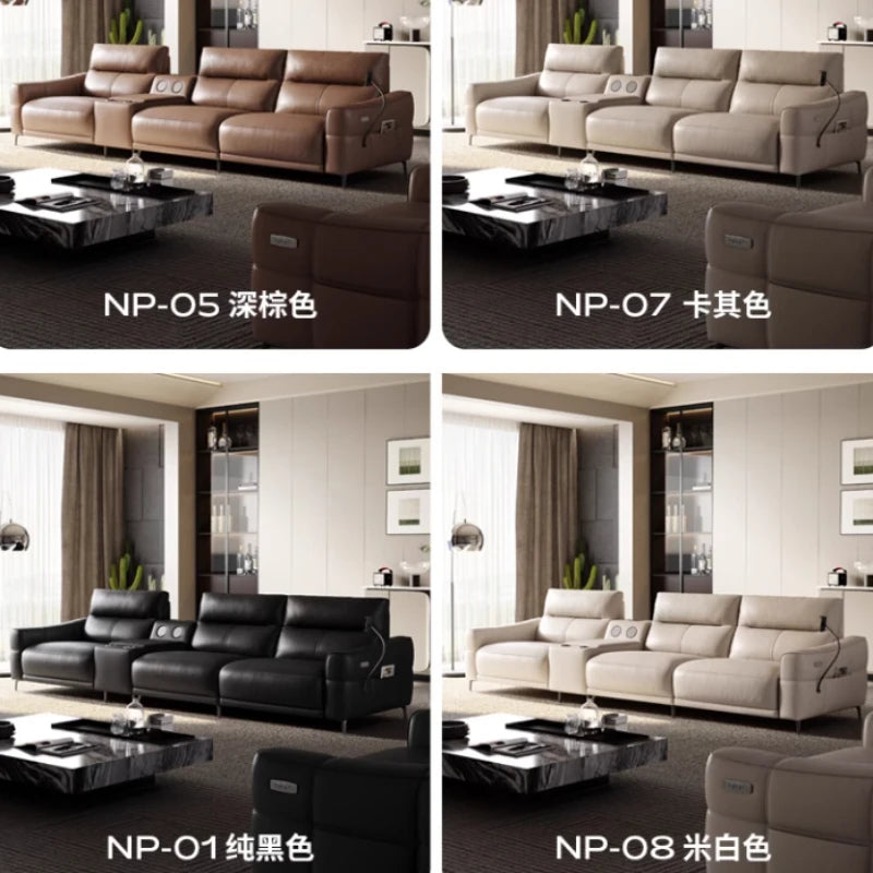 Minimalist Modern Sofa Bed 3 Seater ,Genuine Leather  Designer luxury  recliner