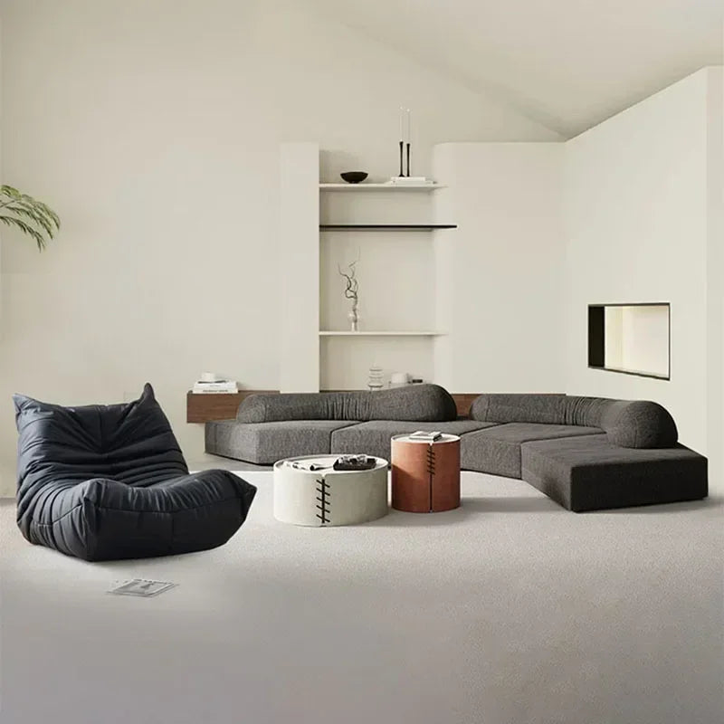 Nordic Apartment Luxury  Simple White modern Designer Sofas, Lazy Floor Loveseat