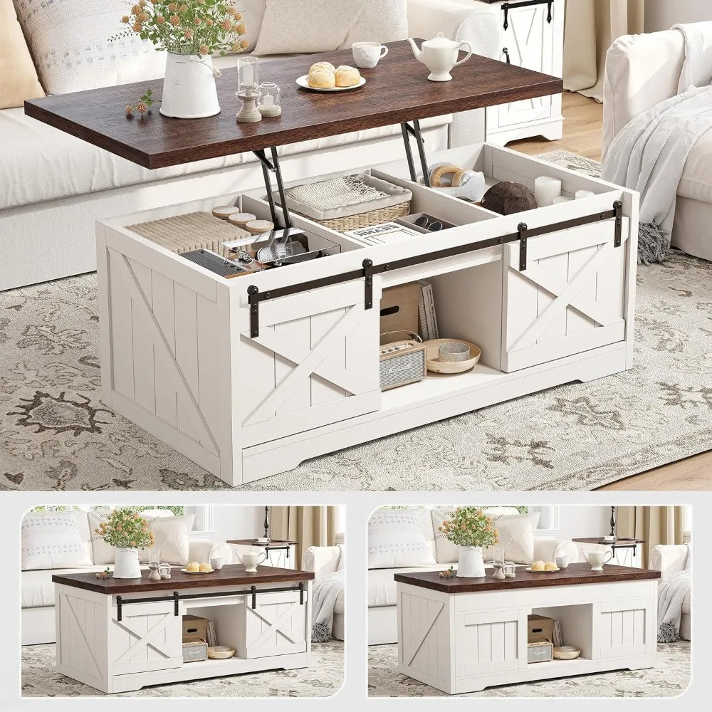 Coffee Table, Lift top, storage, white
"