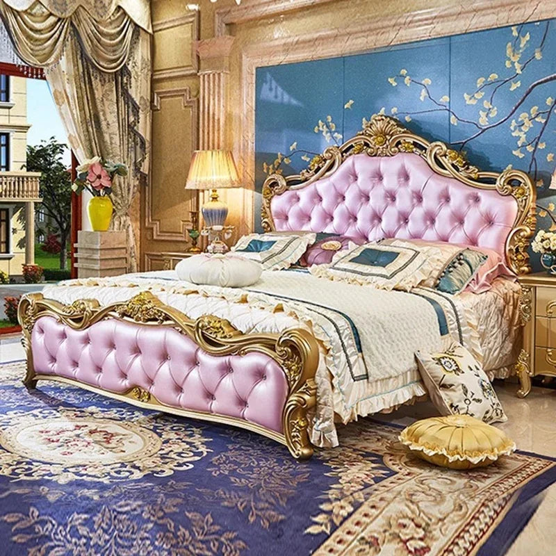 Nordic Letti E Mobile Wooden Large Princess Master Double Villa High Luxury Sleeping  set