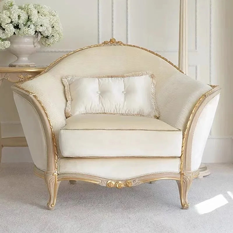 European style French sofa,  solid wood carved fabric arc 123 combo design
