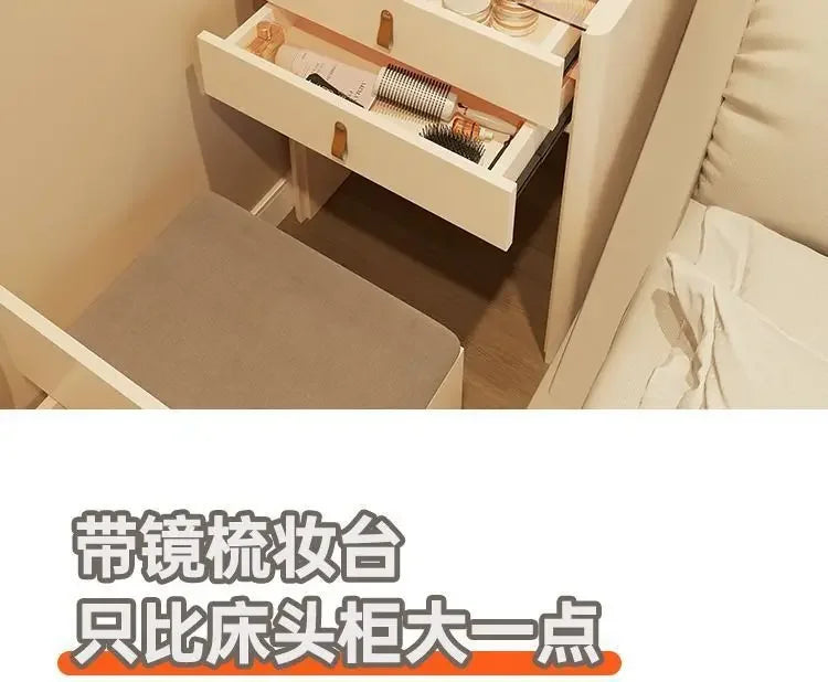 Vanity Desk Set with Flip-top Mirror and Lights ,Large Storage for Small Space Compact Dressing Table