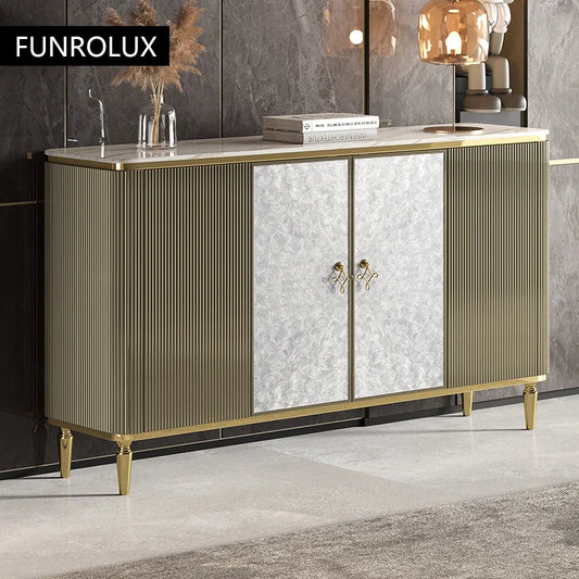 Entryway Cabinet Light Luxury  Sideboard High-End Rock Slab  Storage Cabinet