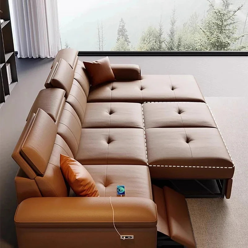 Nordic Large Luxury Brown Back Support Sofa, Designer Recliner lounge sofa