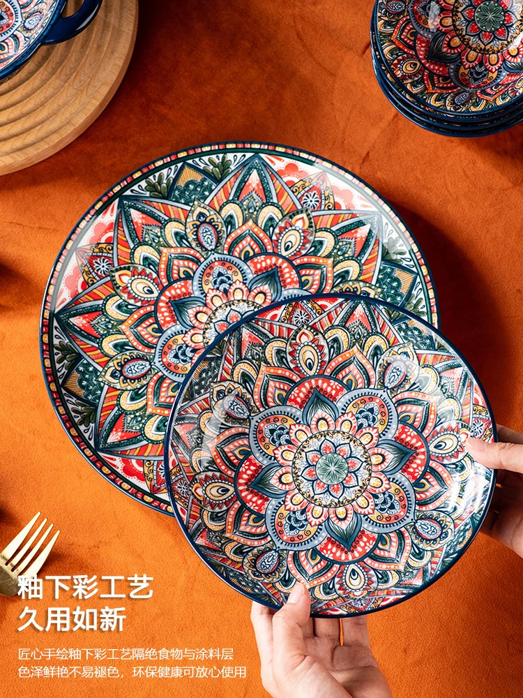 Bohemian ceramic dishes , baking tray,  rice bowl ,  soup bowl plate