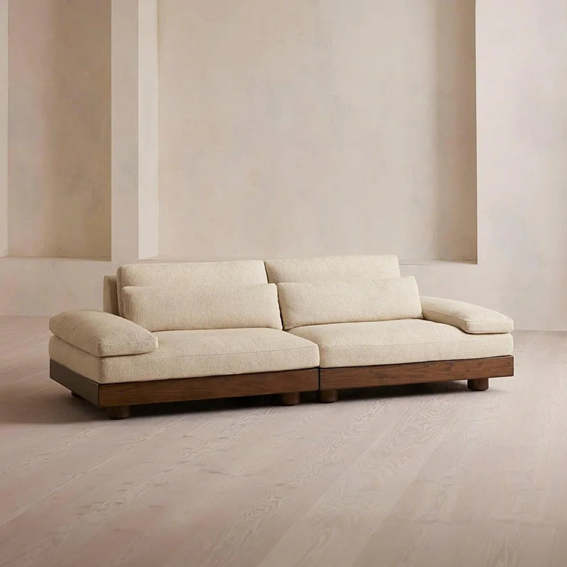 Nordic European Large Single Linen Beige Fabric, modern sectional  sleeper couch