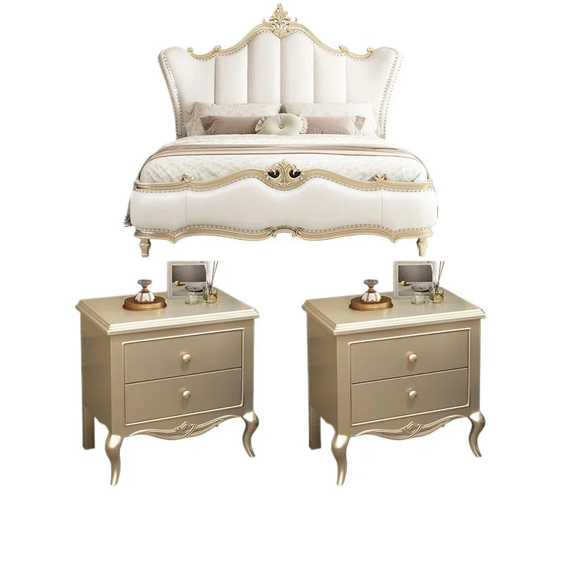 Modern Luxury Villa Princess Bed Solid Wood , Gold Pretty King Size Bed Frame
