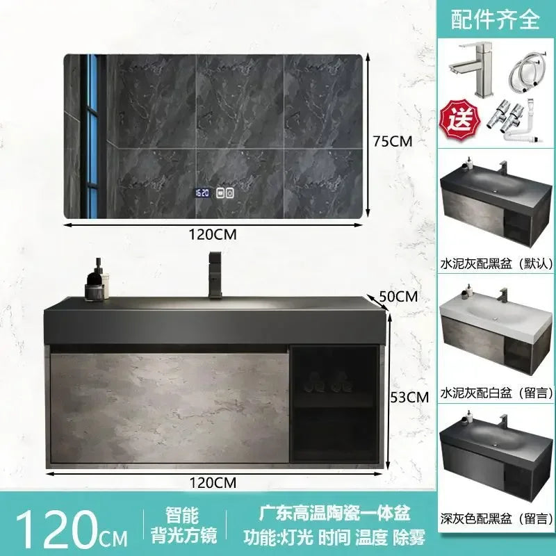 Rock Integrated Washbasin ,  Vanity Cabinets with Sink, Smart Modern mirror cabinet