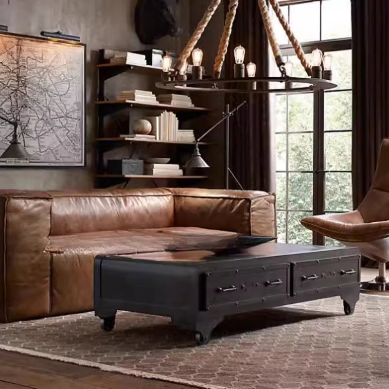 Nordic Italiano Luxury Brown  Leather  Lazy Puffs , Double Lounge Floor Couch