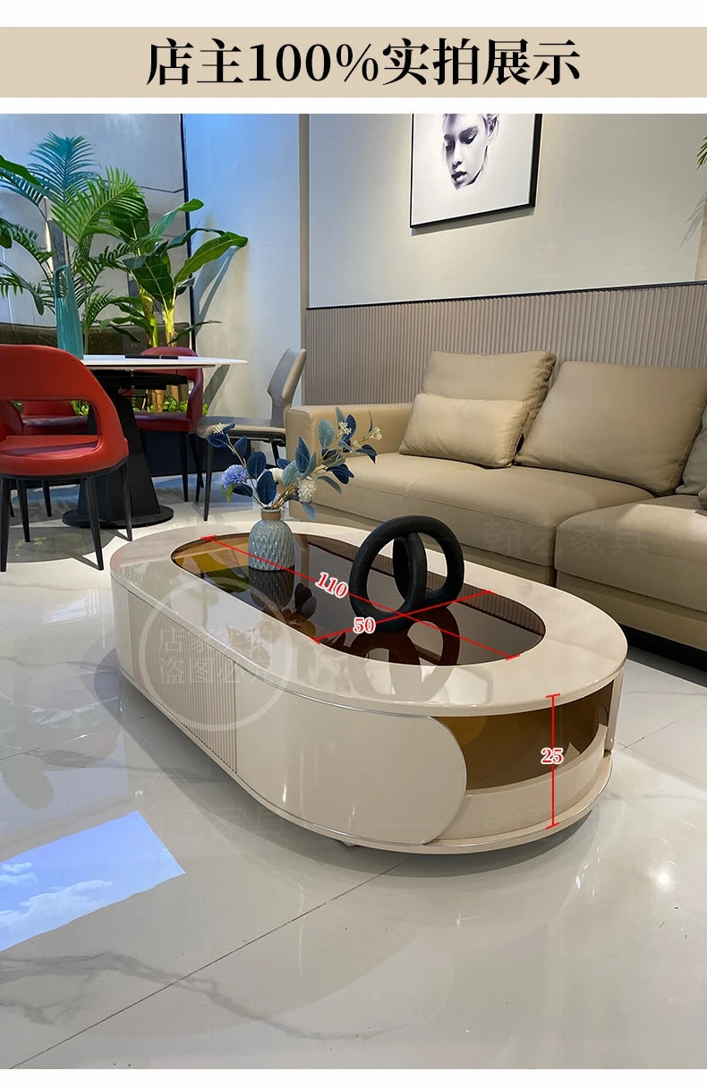 Simple oval drawer table, Creative coffee table ,small home designer high-end tea table