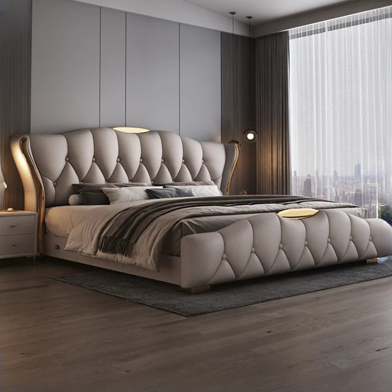Matrimonial Contact Double  Leather King Size Wooden Luxury Double Modern  Princess Bed