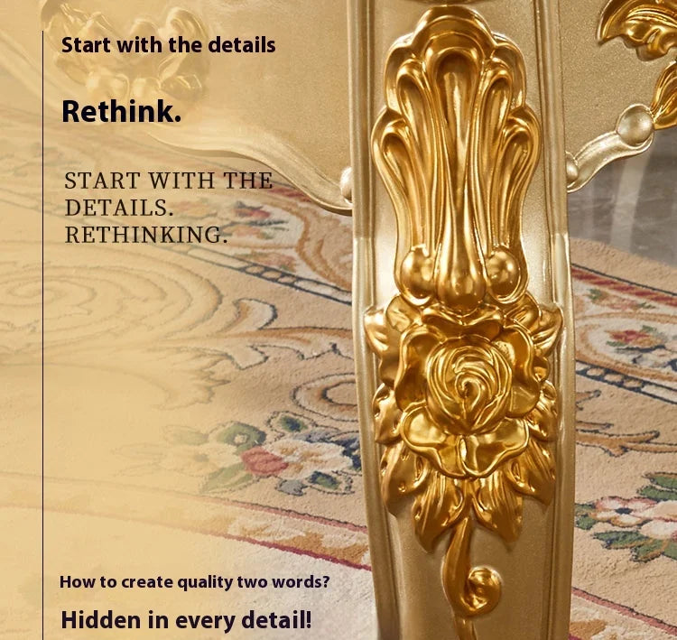 European Gold Vintage Wooden Design Luxury Rectangular Space Saving Table