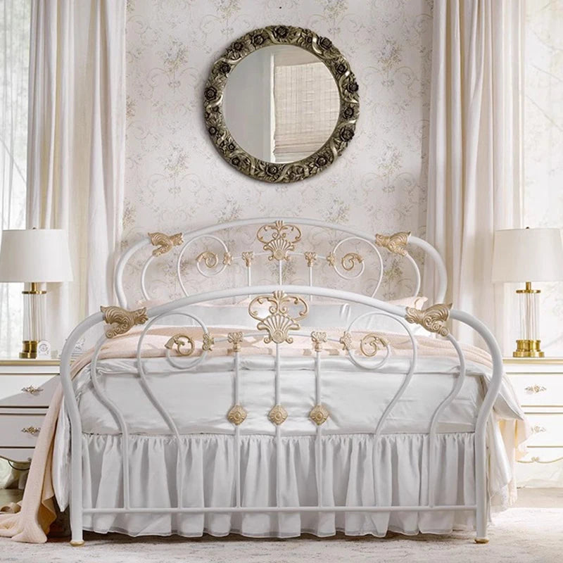 Nordic White Metal Master, Simple European Style Girl  Bed Frames