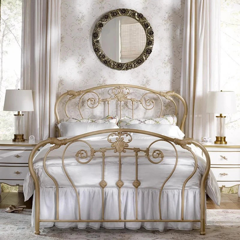 Nordic White Metal Master, Simple European Style Girl  Bed Frames