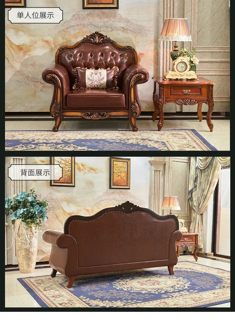 Reception High Back Luxury Vintage Sofas Sectional Soft Leather Designer