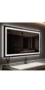 LED Mirror 3 Colors,  Dimmable Horizontal & Vertical, Light, Anti-Fog
