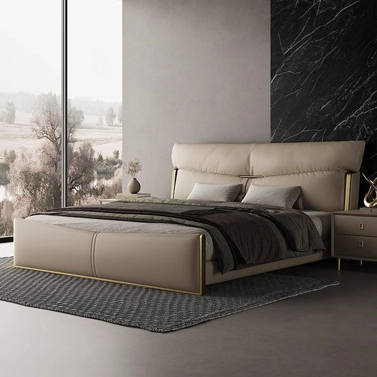 Matrimoniale design luxury king size modern sofa wooden Massage leather  platform sleeping