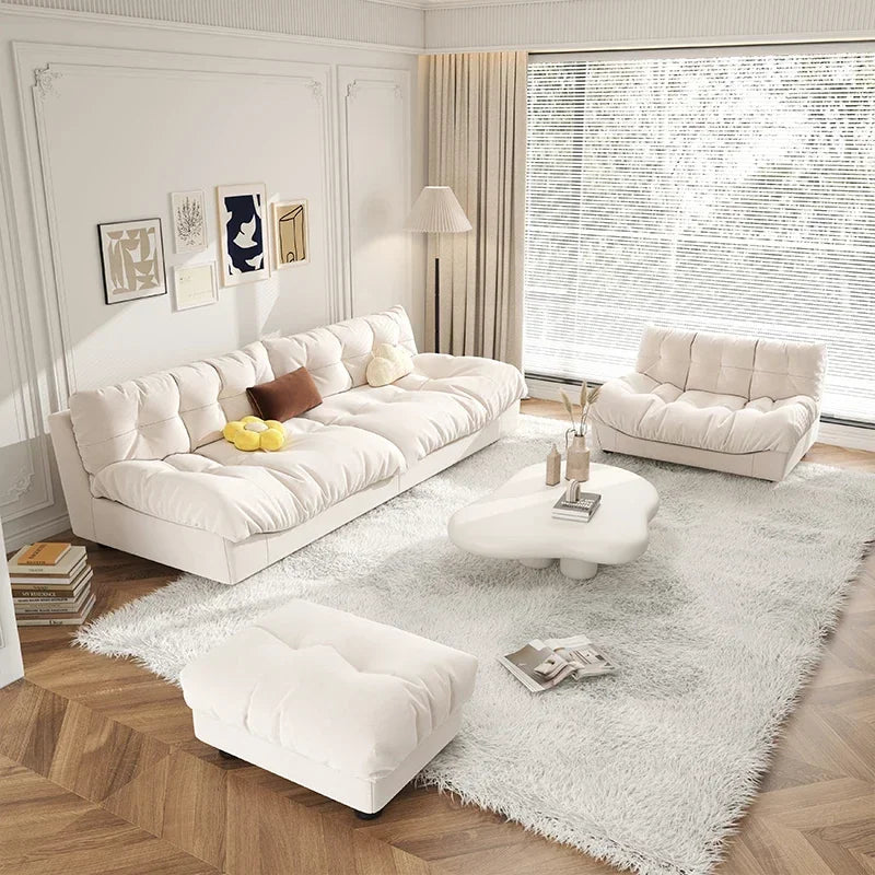 Minimalist Light Luxury Cream Clouds  Straight Comfort Sofa Bed Xxl