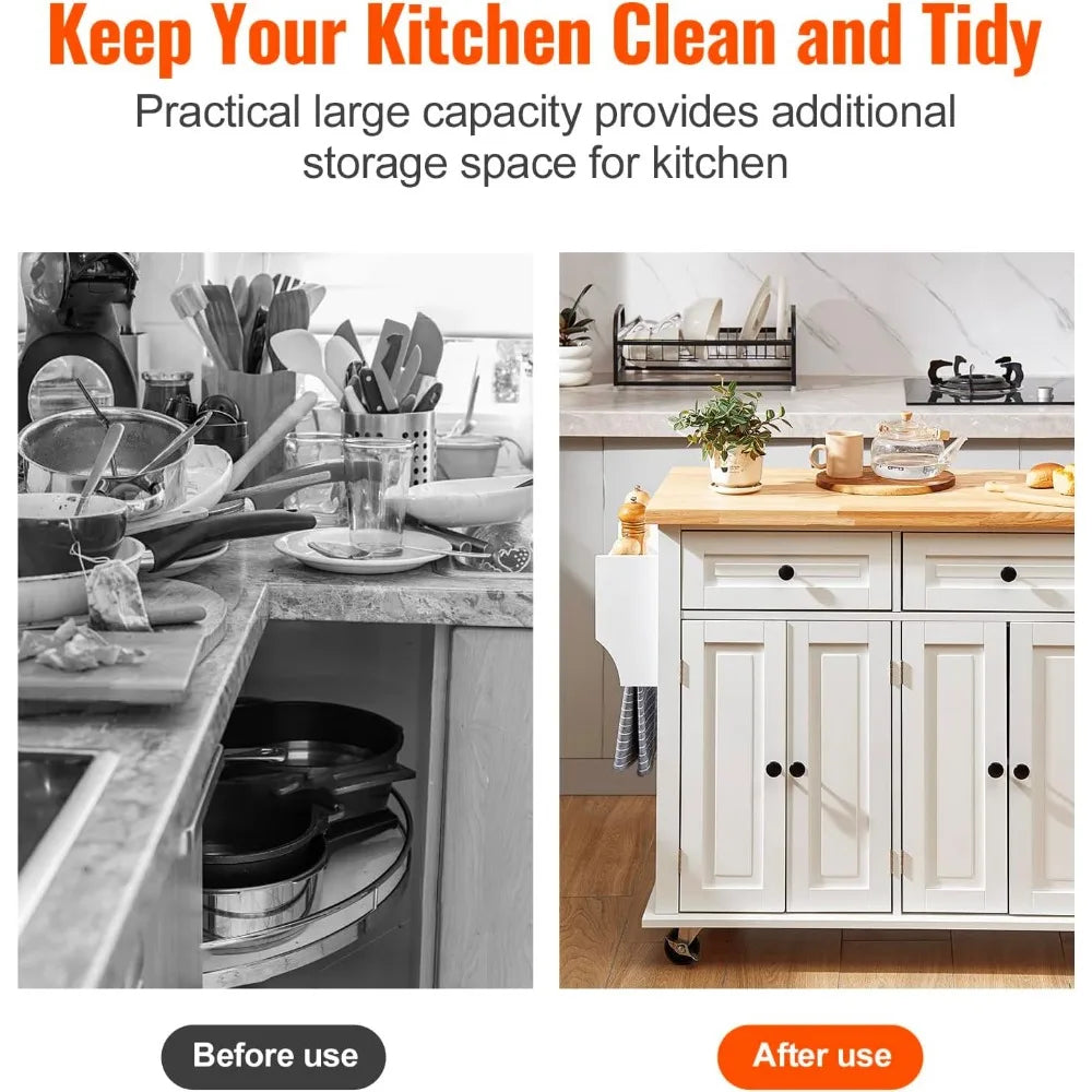 Kitchen Island Cart with Solid Wood Top,