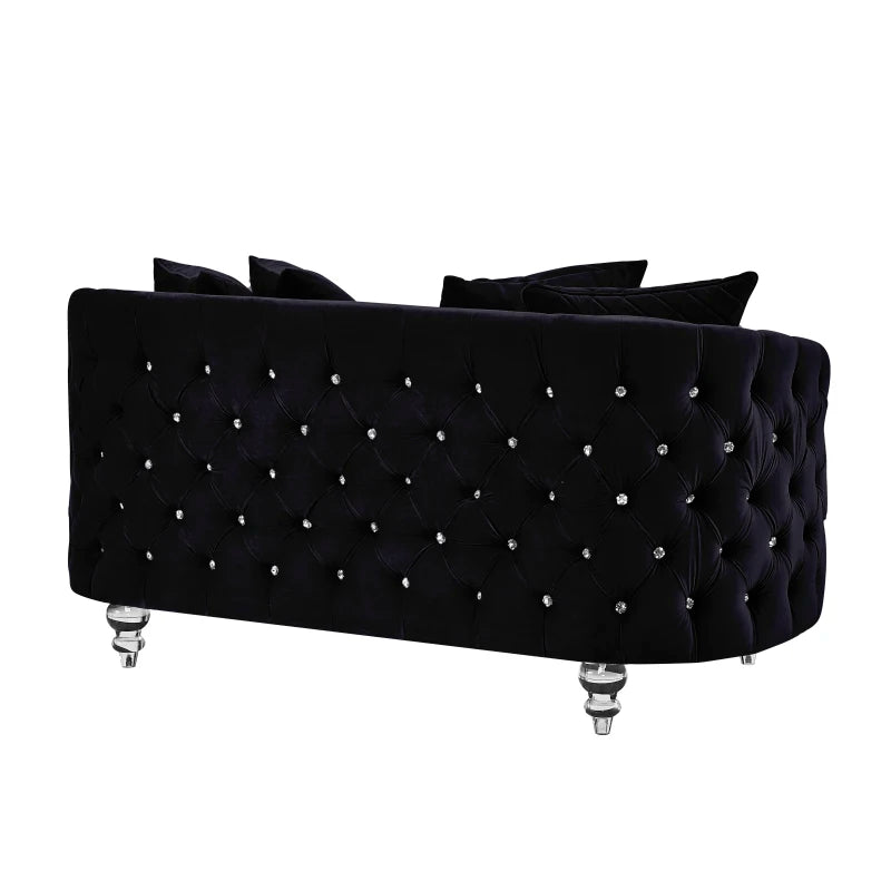 Velvet Upholstered  Three Seater Sectional ,Modern Style Button Tufted Sofa, loveseat and Armchair