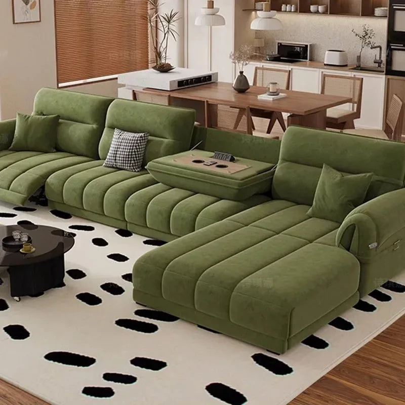 Nordic Modern Green European  Sofa Design Extendable Floor Recliner  Sofas