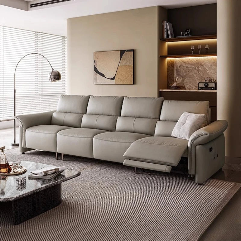 Minimalist Luxury Modern Floor Sofa Lounge 3 Seater Couch ,Leather Recliner