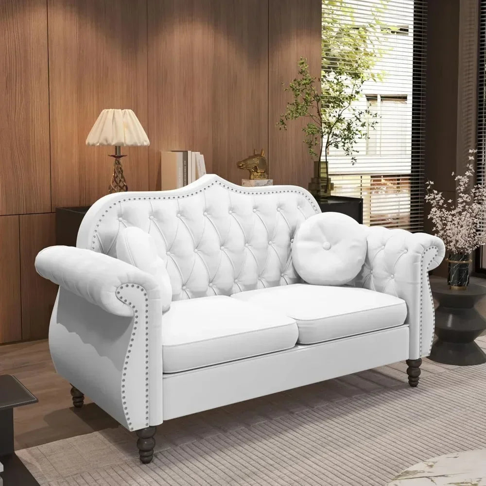 Mid-Century Modern Upholstered Velvet Nailhead Trim, 3 piece sectional sofa