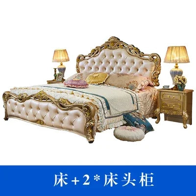 Nordic Letti E Mobile Wooden Large Princess Master Double Villa High Luxury Sleeping  set