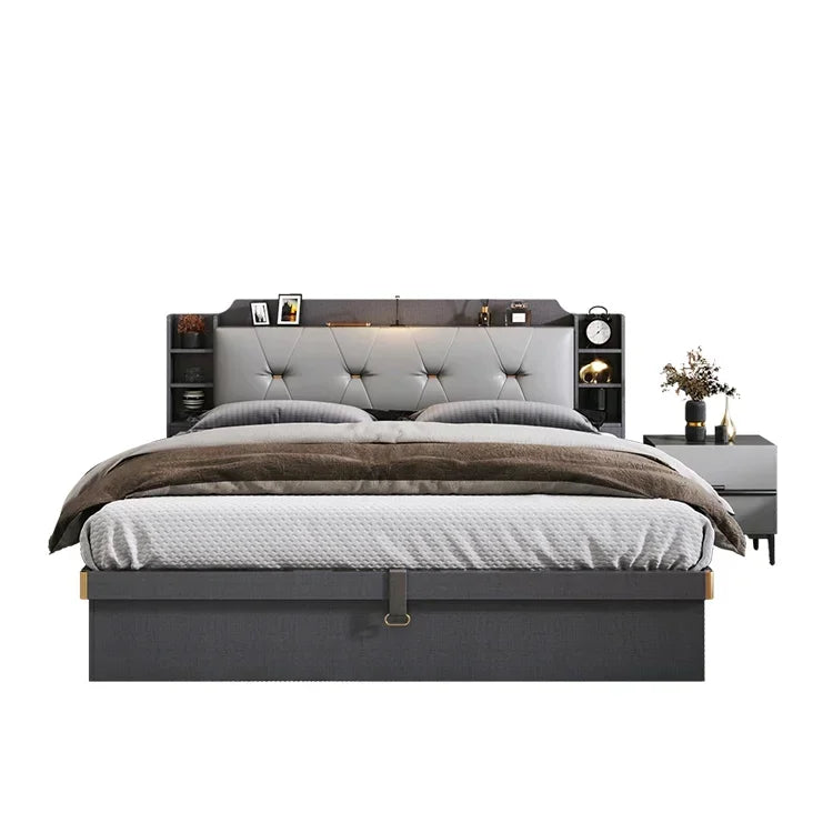 Minimalist Double Bedroom Set  elegant Black  Modern Full  Set Design Dresser Storage