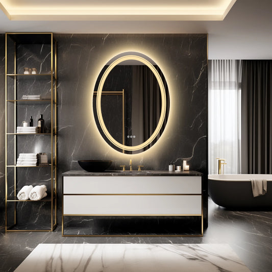 Oval LED Mirror ,Frontlit, Backlit, 3 Colors, Temperature & Dimmable