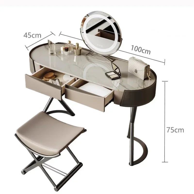 Italian Luxury Modern light Dressing with Mirror, organizer and stool



















l