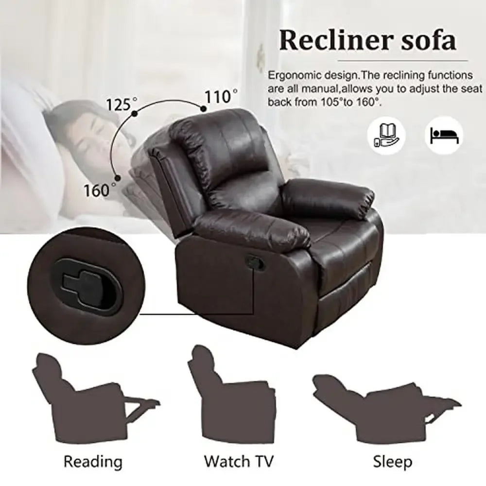 3-Piece Leather Recliner Sofa Set  Manual Reclining Couch and Loveseat with Cup Holders Easy Assembly