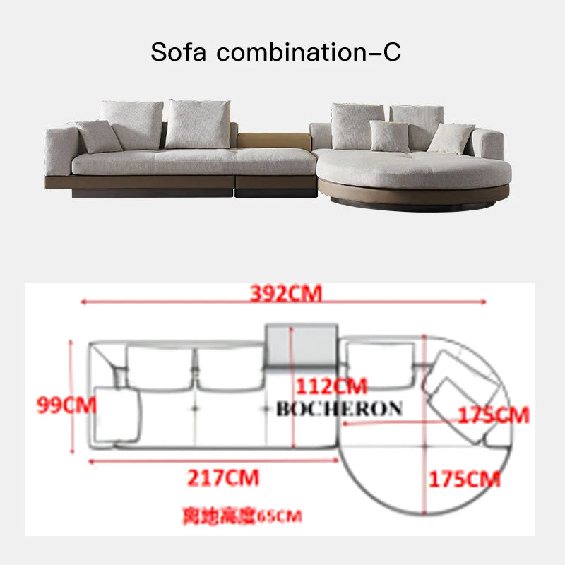i Minimalist  Italian Sectional Cotton and  Linen Fabric  Large Flat Floor Designer Sofas