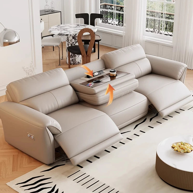 Minimalist Luxury Floor Recliner Sofa Bed modern 3 seater,genuine leather designer