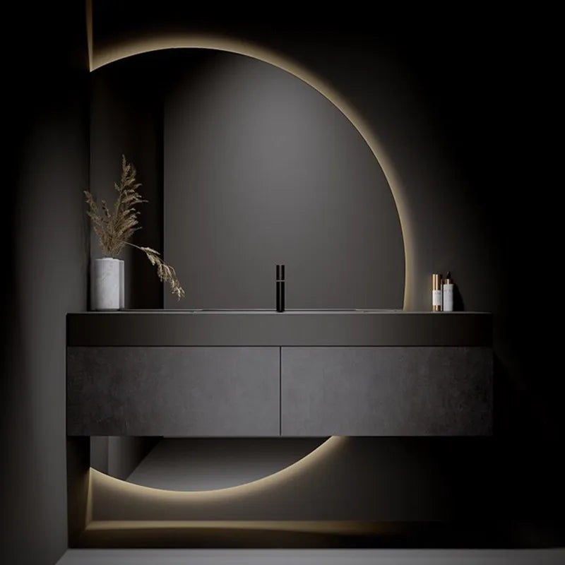 Italian Style Cabinet Smart Light Luxury Washbasin Cabinet Combination Solid Wood Wall Mounted Slate