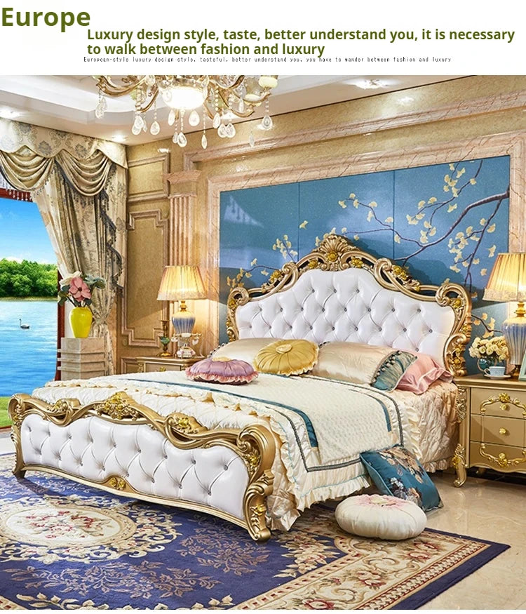 Nordic Letti E Mobile Wooden Large Princess Master Double Villa High Luxury Sleeping  set